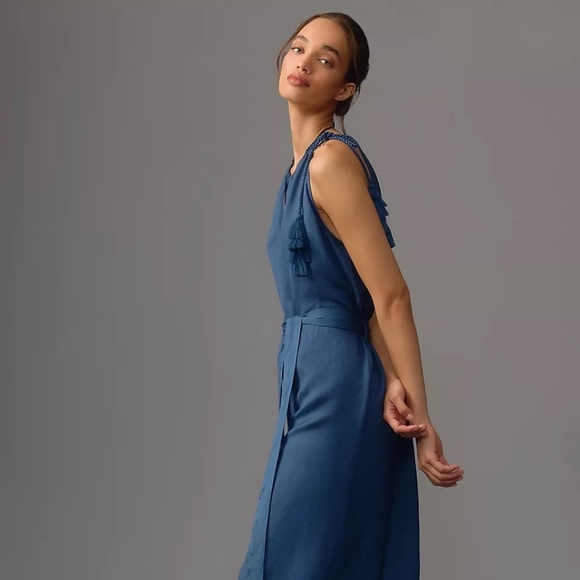 NWT Anthropologie Corey Lynn Calter Sleevless Linen Tassel Jumpsuit L/XL - Picture 3 of 7